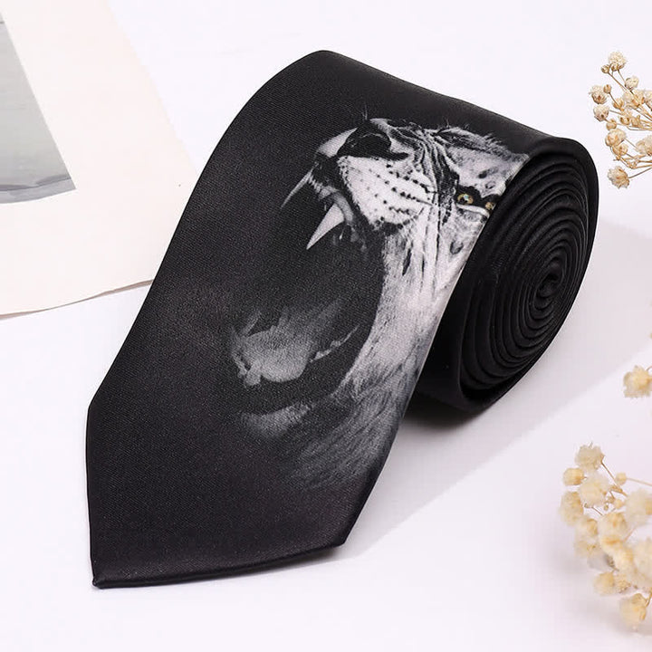 Cravatta sottile da uomo con stampa animalier divertente