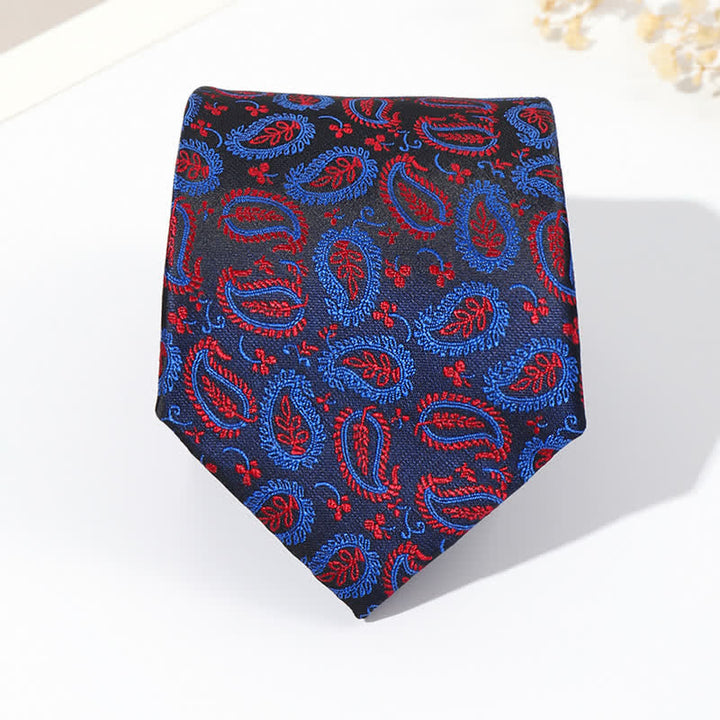 Cravatta da uomo in jacquard con sfondo nero e motivo anacardi