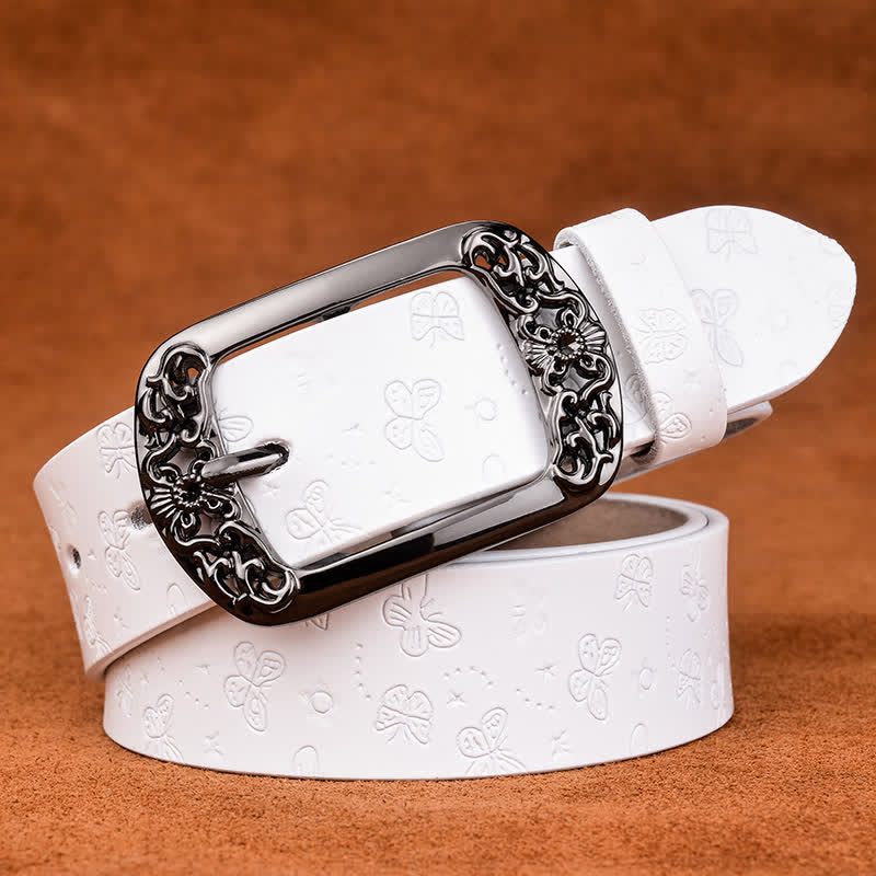 Cintura in pelle di lusso ed elegante con stampa a farfalla da donna