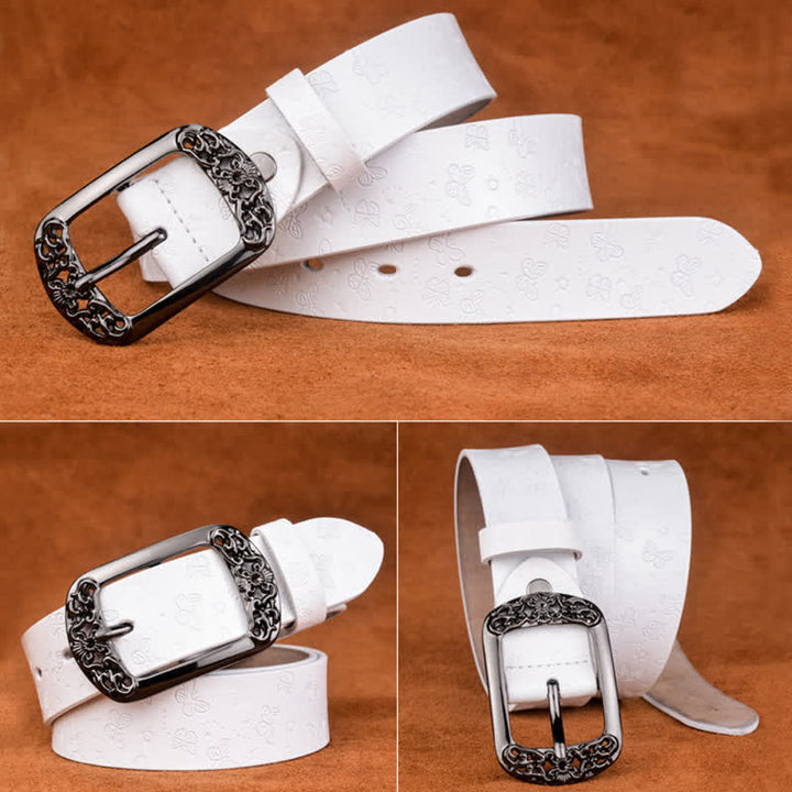 Cintura in pelle di lusso ed elegante con stampa a farfalla da donna