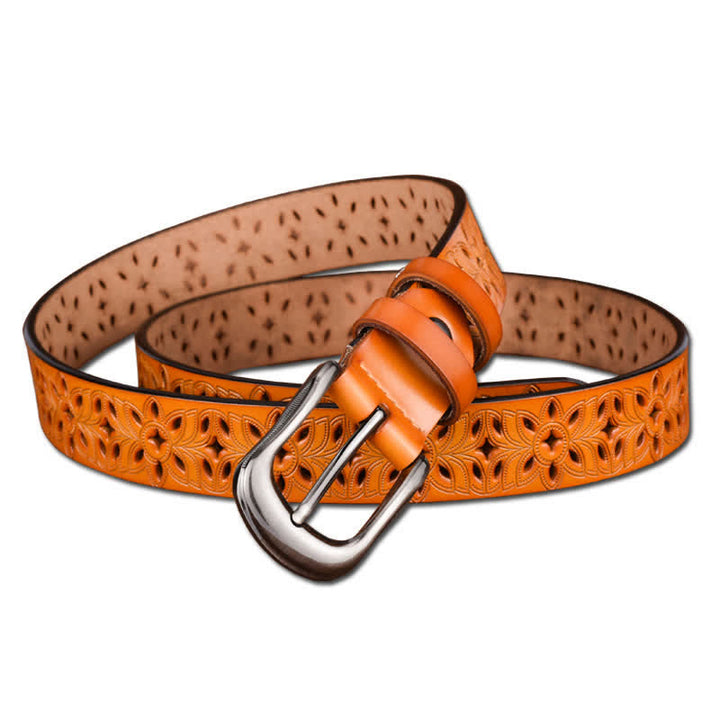 Cintura in pelle traforata con accessorio di moda squisito da donna