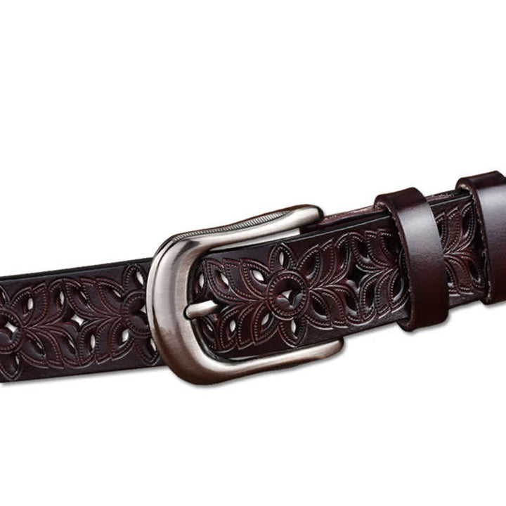 Cintura in pelle traforata con accessorio di moda squisito da donna