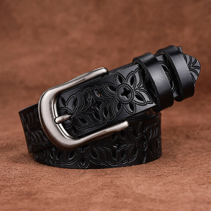 Cintura in pelle traforata con accessorio di moda squisito da donna