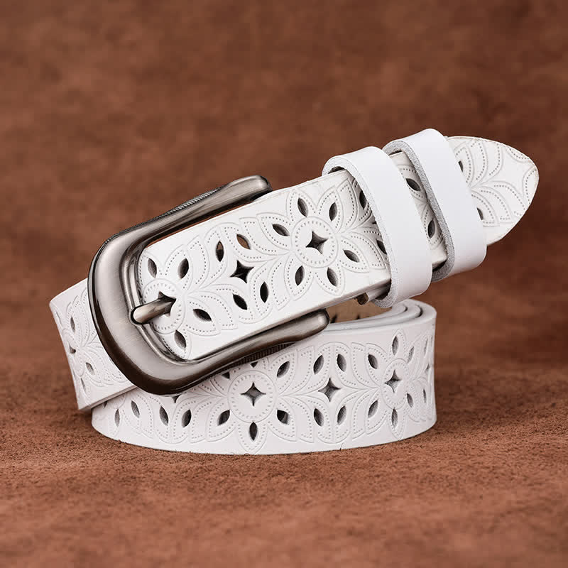 Cintura in pelle traforata con accessorio di moda squisito da donna
