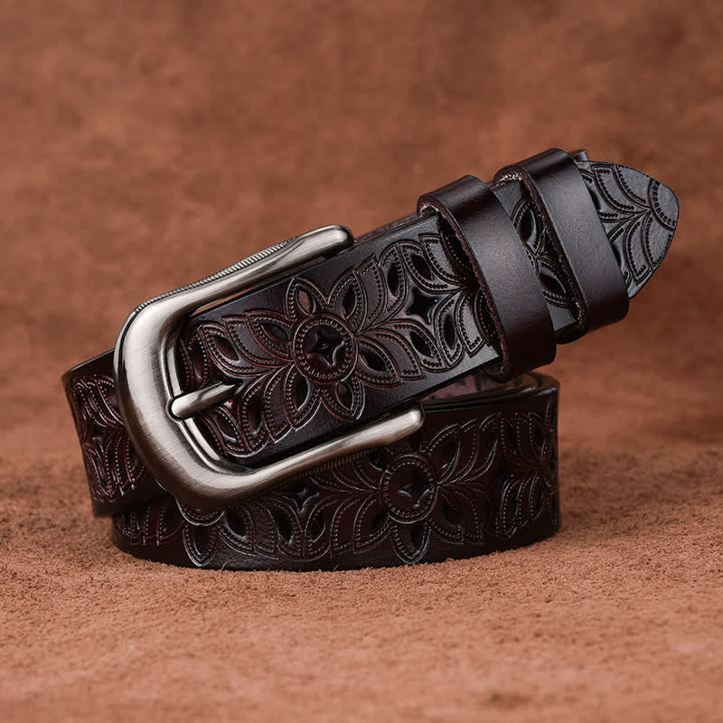 Cintura in pelle traforata con accessorio di moda squisito da donna