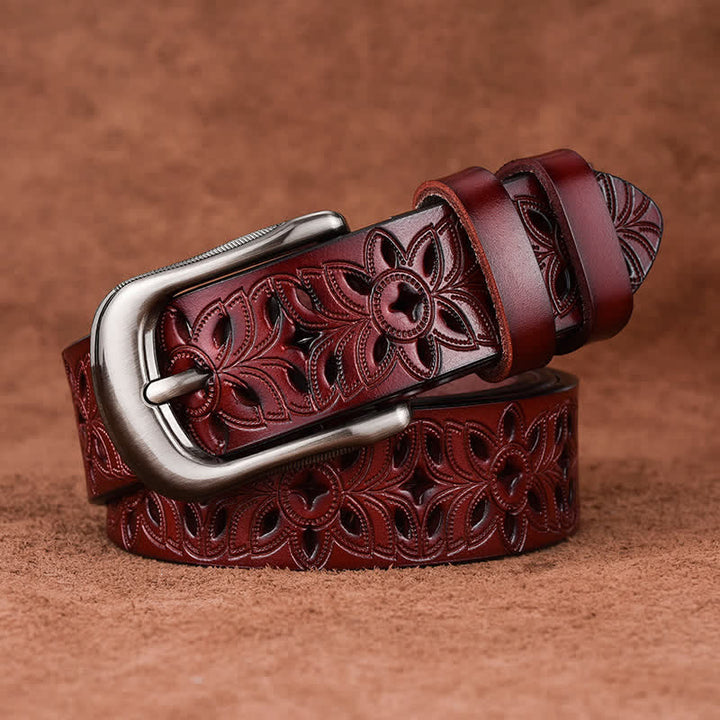 Cintura in pelle traforata con accessorio di moda squisito da donna - Marrone - 38 - image 0