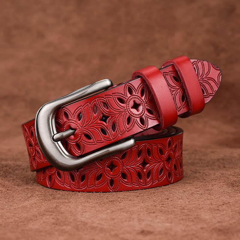 Cintura in pelle traforata con accessorio di moda squisito da donna