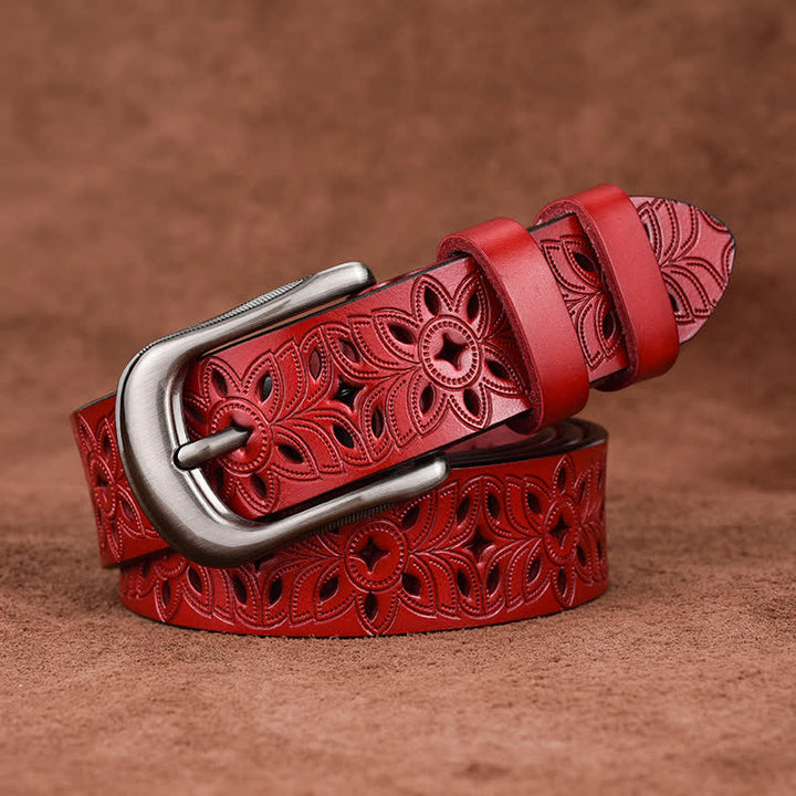 Cintura in pelle traforata con accessorio di moda squisito da donna