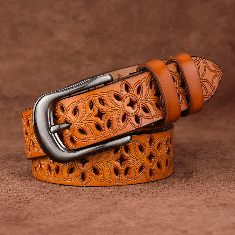 Cintura in pelle traforata con accessorio di moda squisito da donna