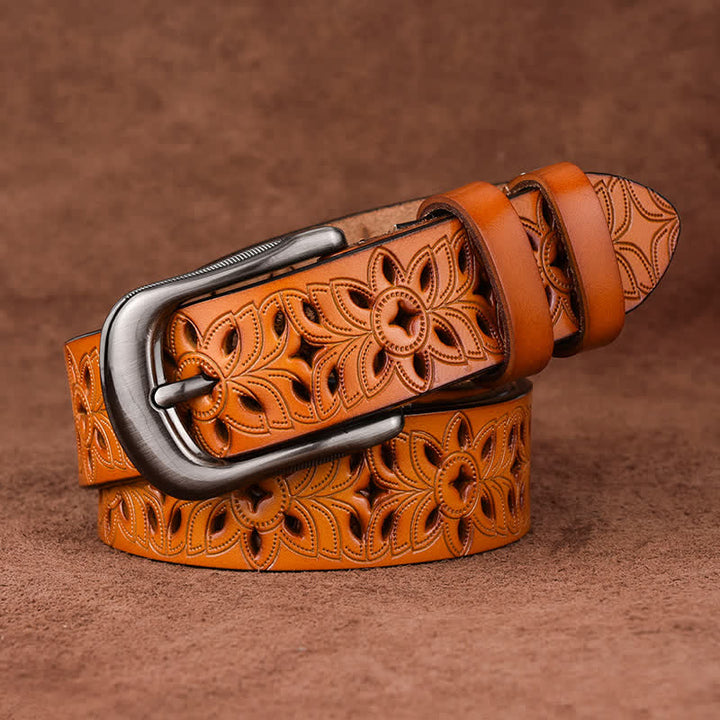 Cintura in pelle traforata con accessorio di moda squisito da donna