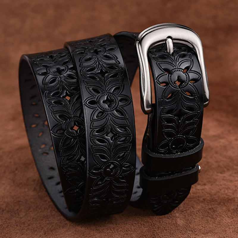Cintura in pelle traforata con accessorio di moda squisito da donna