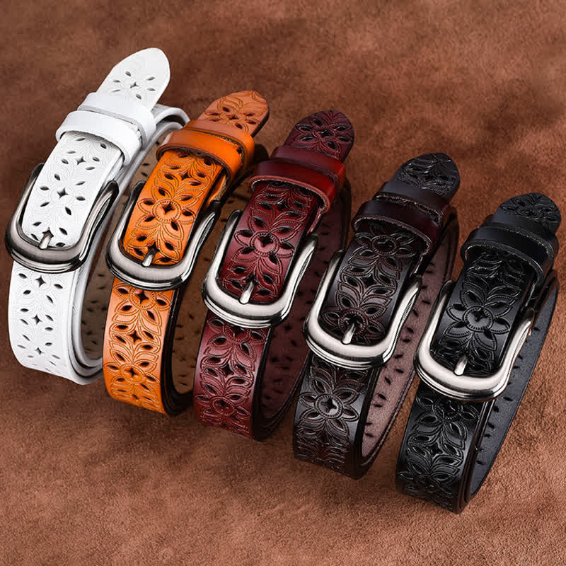 Cintura in pelle traforata con accessorio di moda squisito da donna