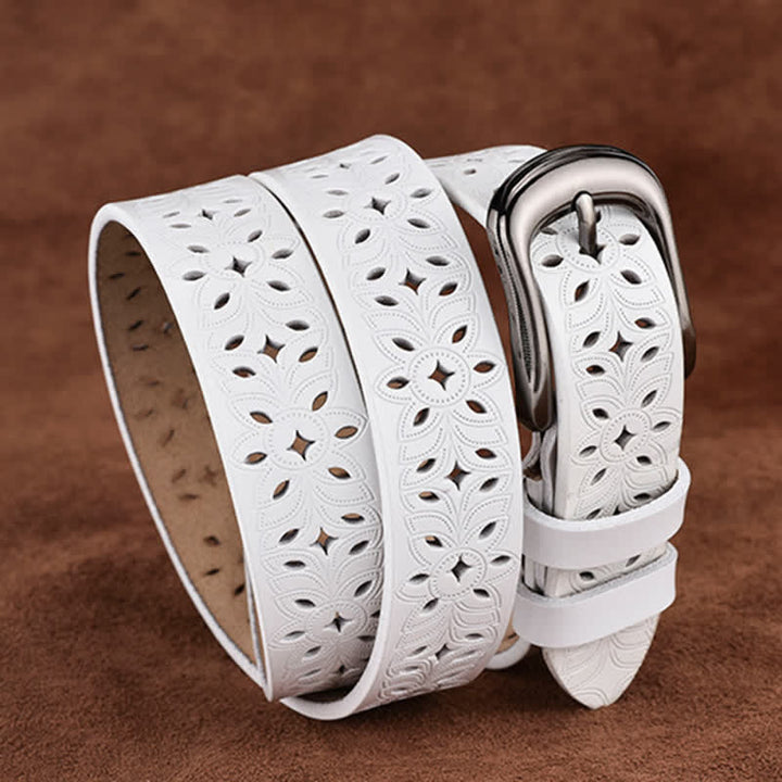 Cintura in pelle traforata con accessorio di moda squisito da donna