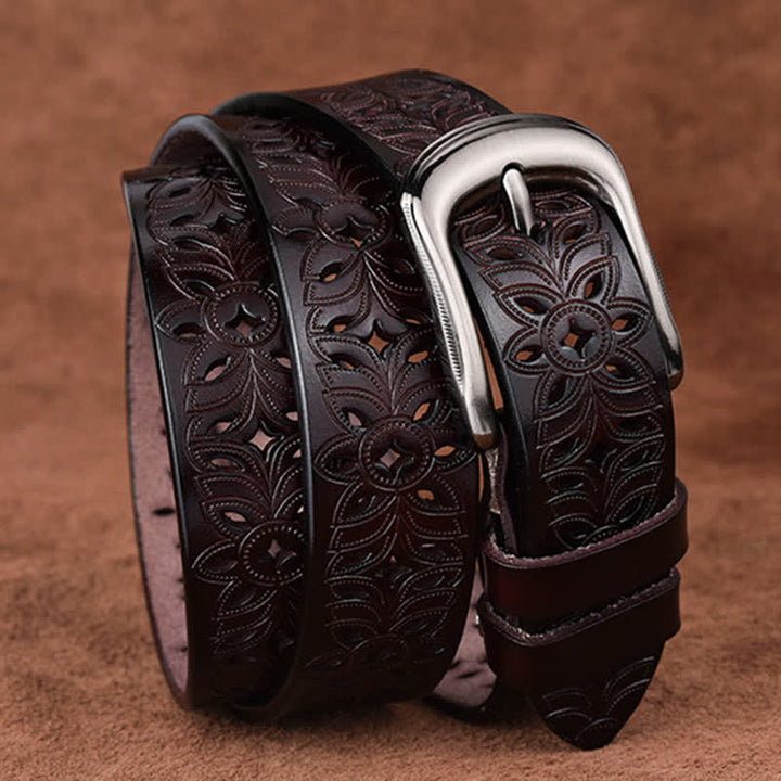 Cintura in pelle traforata con accessorio di moda squisito da donna