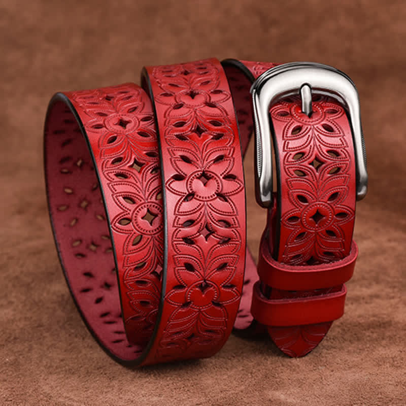 Cintura in pelle traforata con accessorio di moda squisito da donna