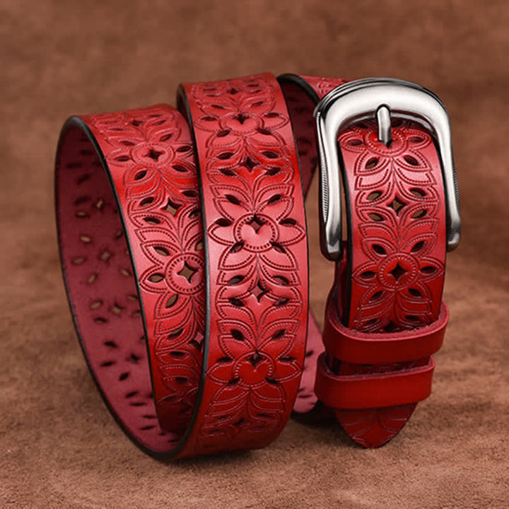 Cintura in pelle traforata con accessorio di moda squisito da donna