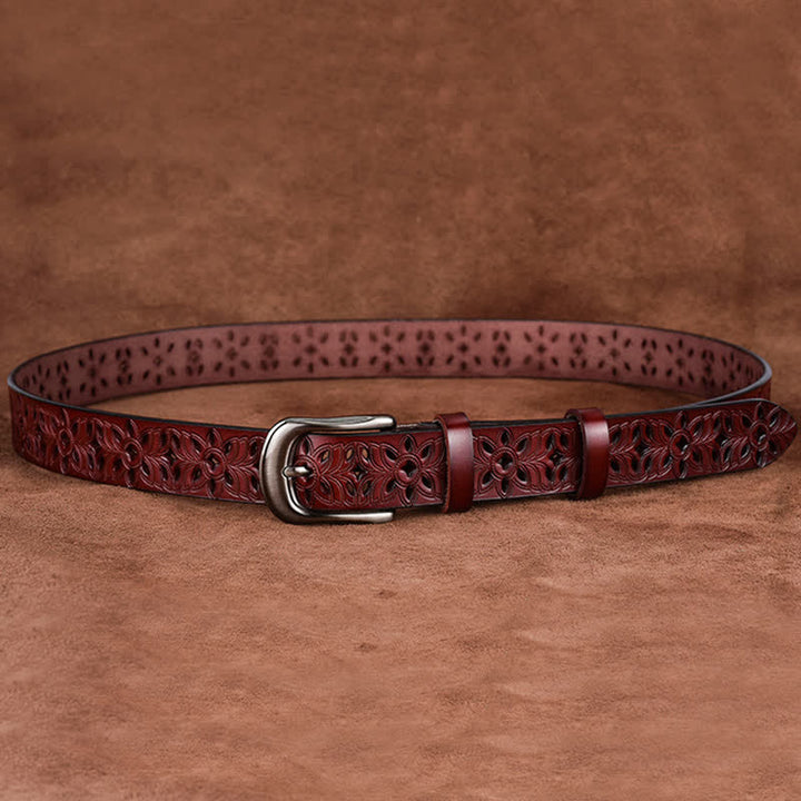 Cintura in pelle traforata con accessorio di moda squisito da donna