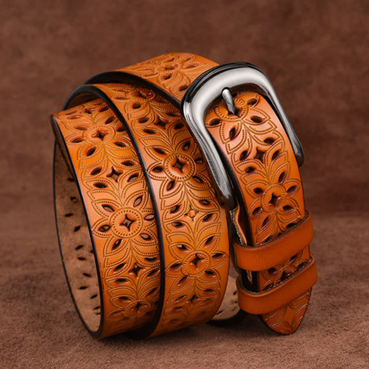 Cintura in pelle traforata con accessorio di moda squisito da donna