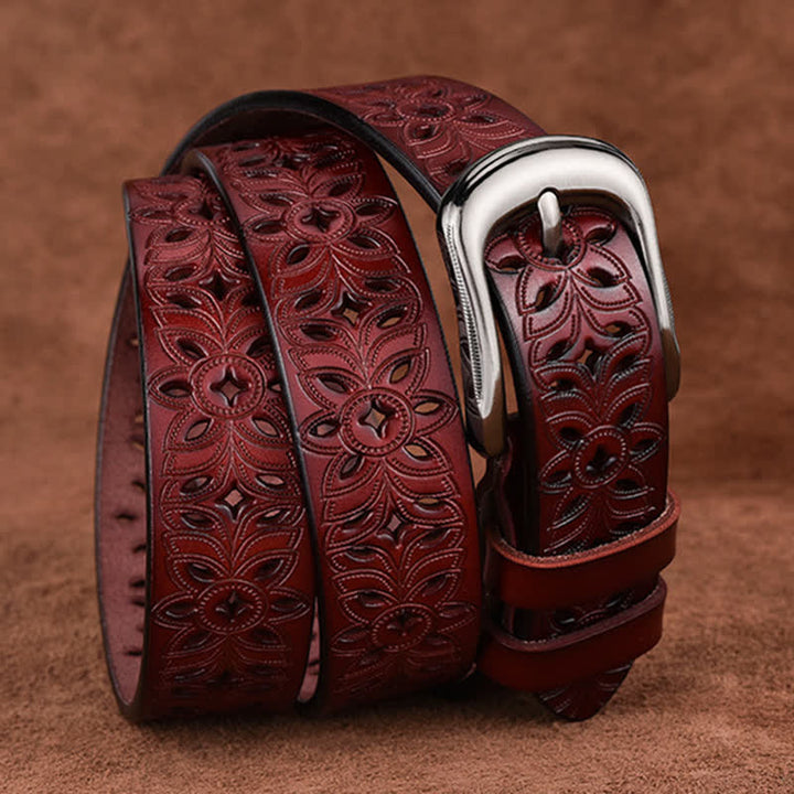 Cintura in pelle traforata con accessorio di moda squisito da donna