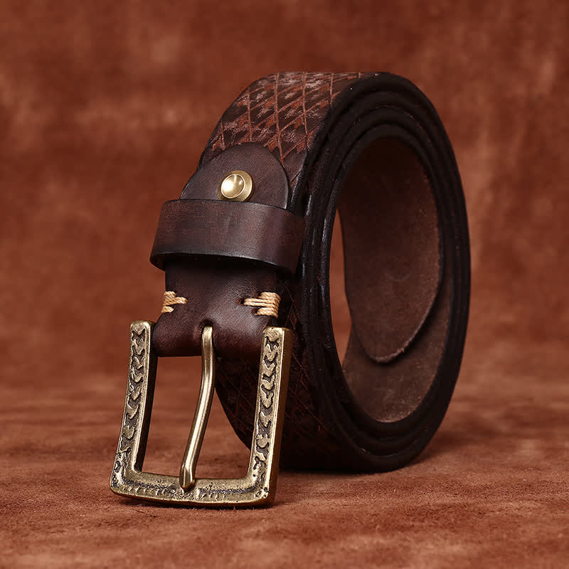 Cintura in pelle con diamante in rilievo vintage progettata