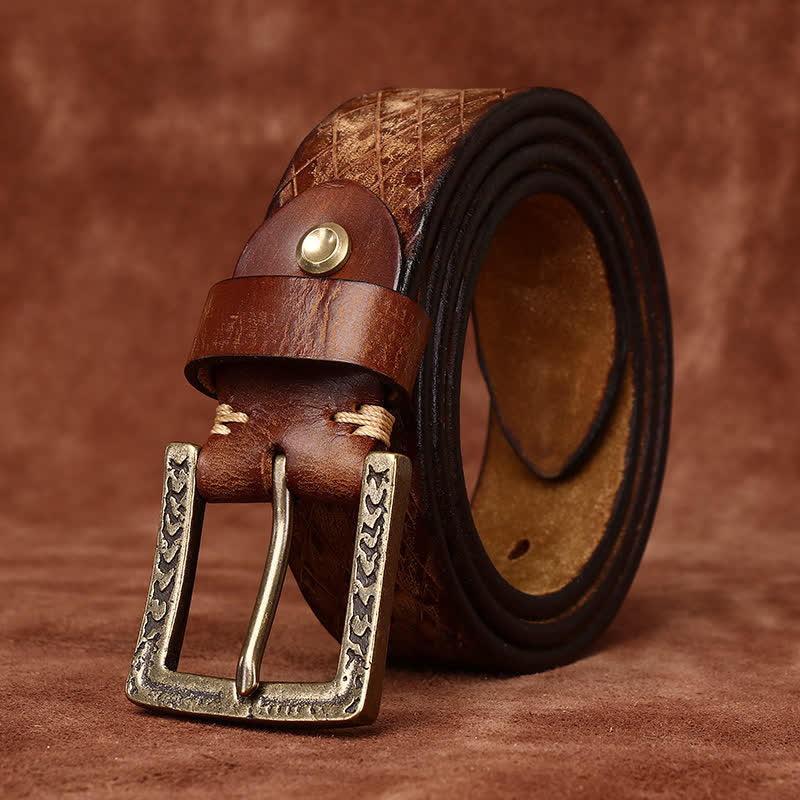 Cintura in pelle con diamante in rilievo vintage progettata