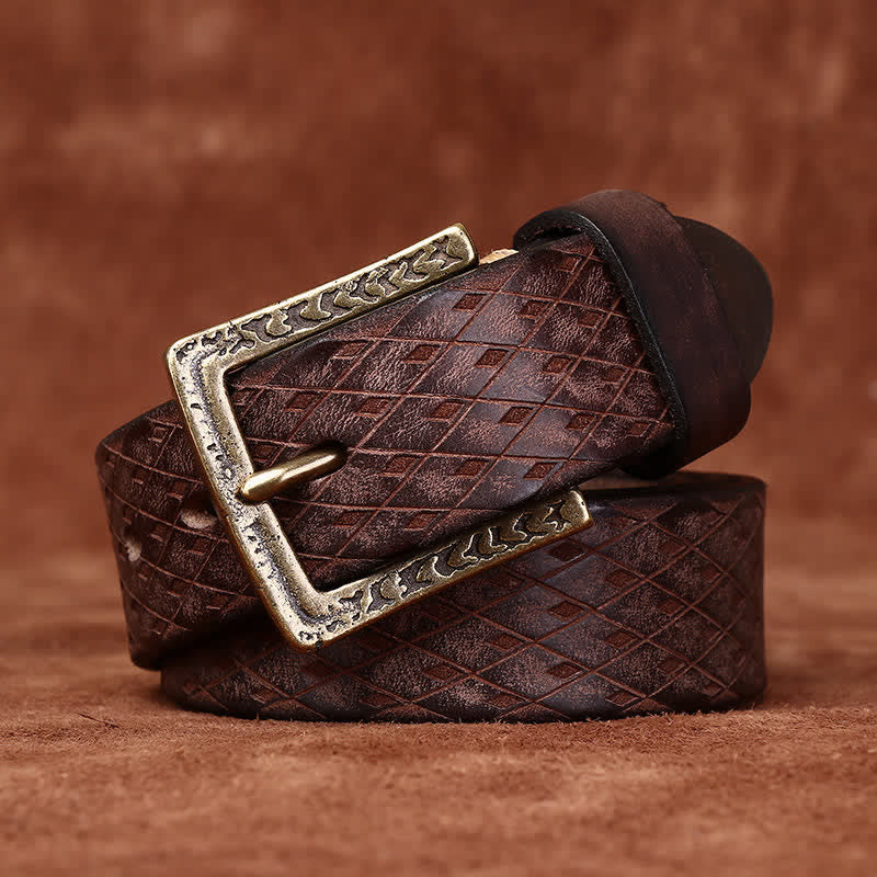 Cintura in pelle con diamante in rilievo vintage progettata