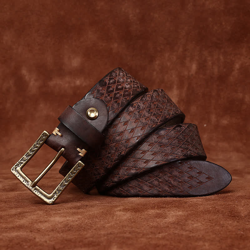 Cintura in pelle con diamante in rilievo vintage progettata