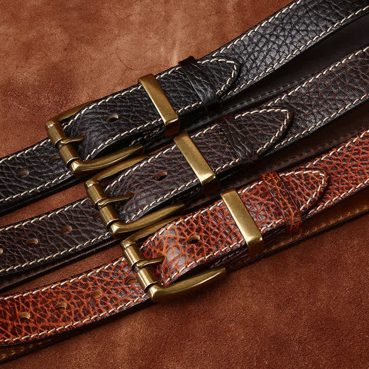 Cintura in pelle robusta con stampa retrò in pelle di bisonte - image 1