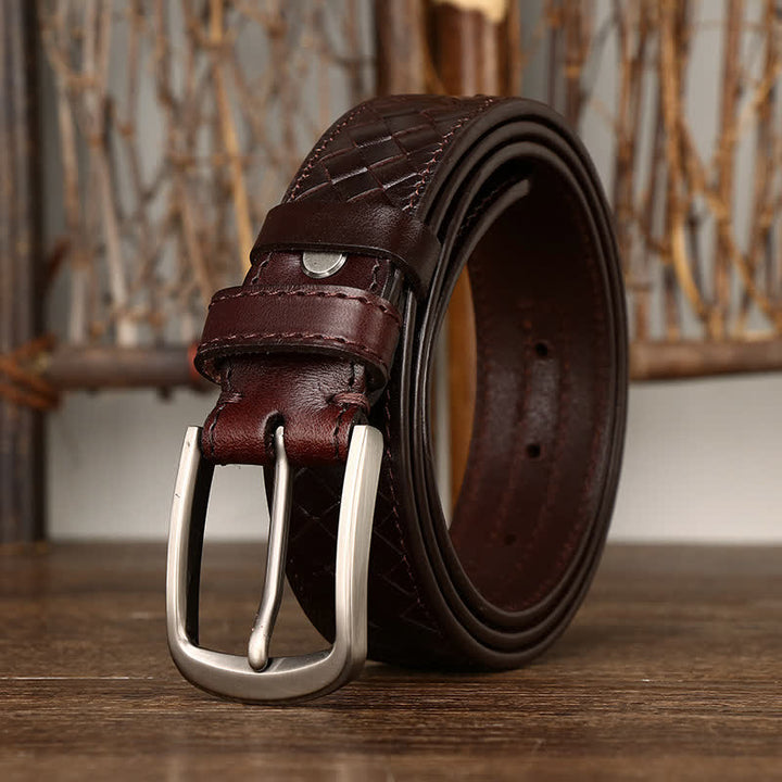 Cintura in pelle di mucca con fibbia in rame intrecciata alla moda - image 9