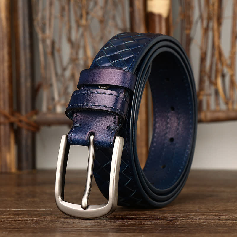 Cintura in pelle di mucca con fibbia in rame intrecciata alla moda - image 32