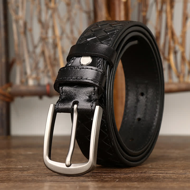 Cintura in pelle di mucca con fibbia in rame intrecciata alla moda - image 15