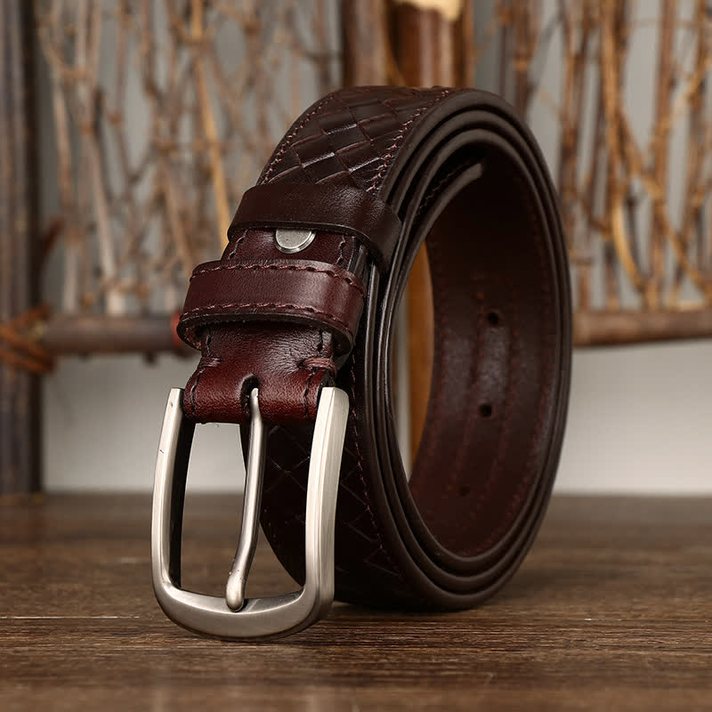 Cintura in pelle di mucca con fibbia in rame intrecciata alla moda
