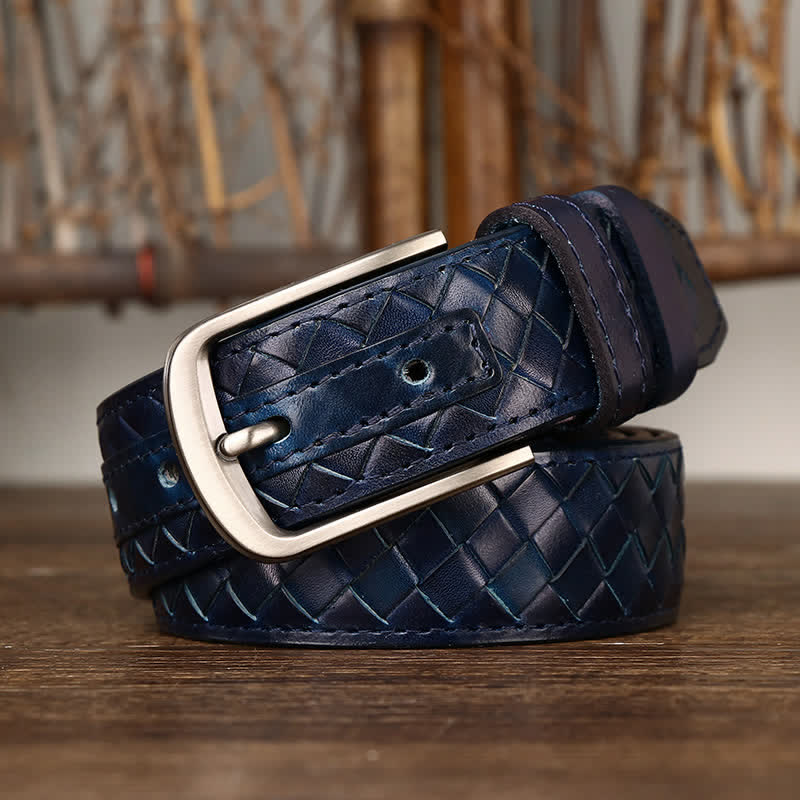 Cintura in pelle di mucca con fibbia in rame intrecciata alla moda - image 29