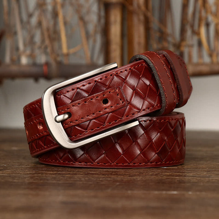 Cintura in pelle di mucca con fibbia in rame intrecciata alla moda - Marrone - 44 - image 22