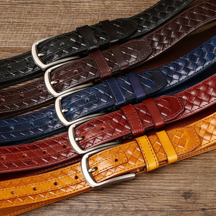 Cintura in pelle di mucca con fibbia in rame intrecciata alla moda
