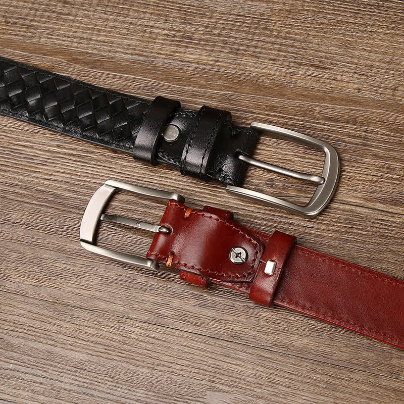 Cintura in pelle di mucca con fibbia in rame intrecciata alla moda