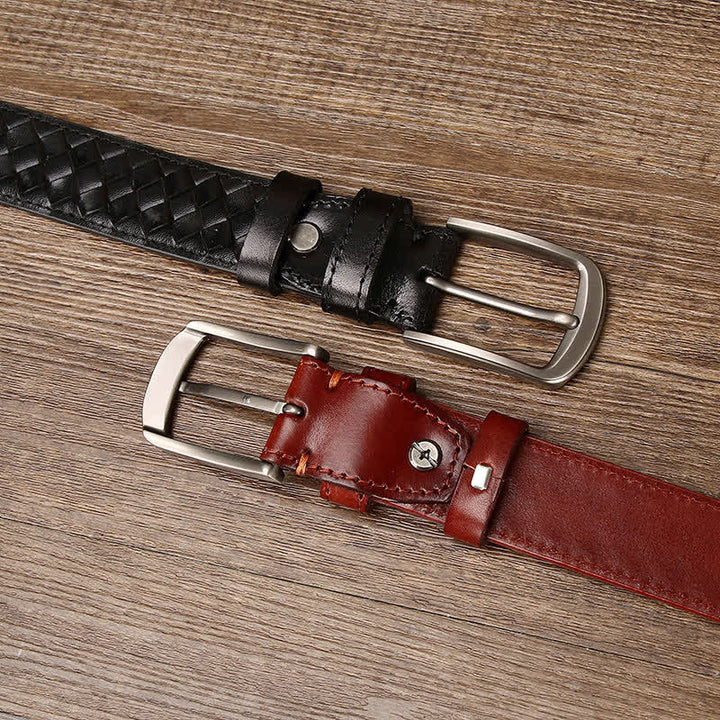 Cintura in pelle di mucca con fibbia in rame intrecciata alla moda