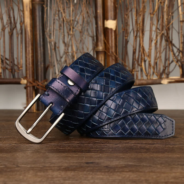 Cintura in pelle di mucca con fibbia in rame intrecciata alla moda - image 31