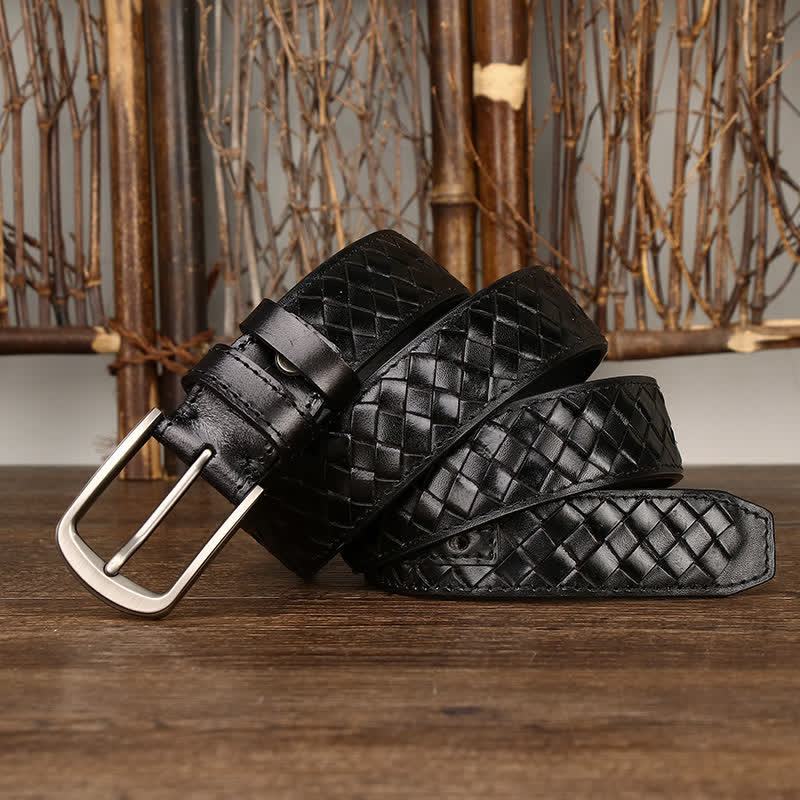 Cintura in pelle di mucca con fibbia in rame intrecciata alla moda - image 13
