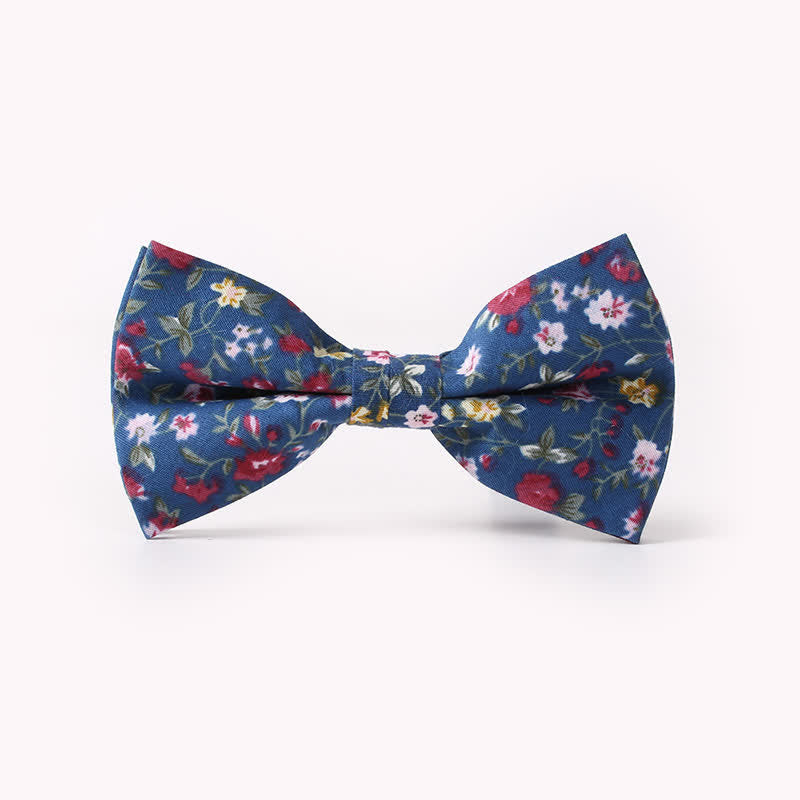 Papillon da uomo a doppio strato con stampa floreale in cotone - Blu - image 9