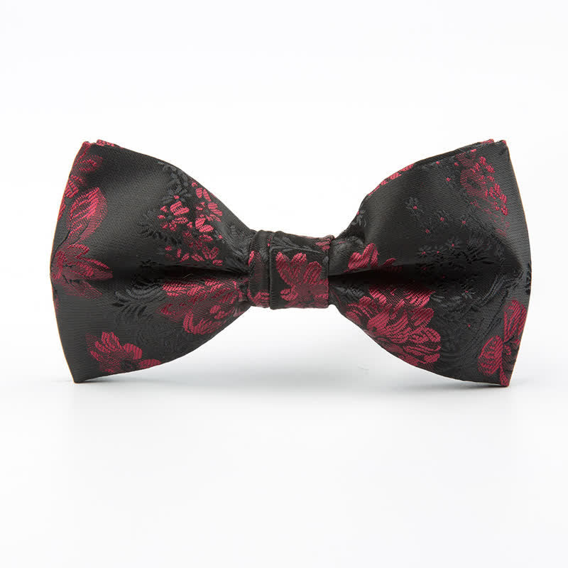 Papillon da uomo per matrimonio con motivo floreale e tempo libero - Borgogna - image 4