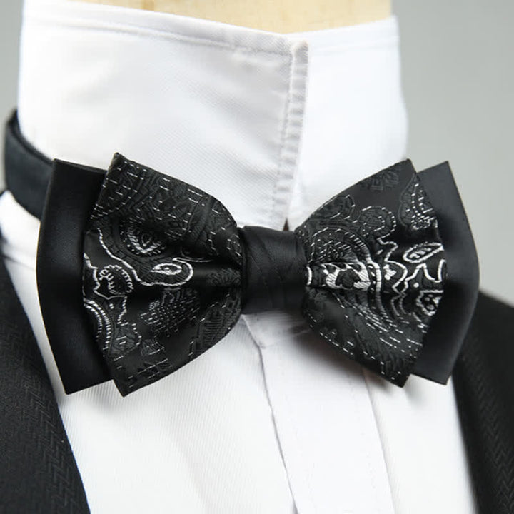 Papillon da sposo a doppio strato con motivo floreale Paisley da uomo