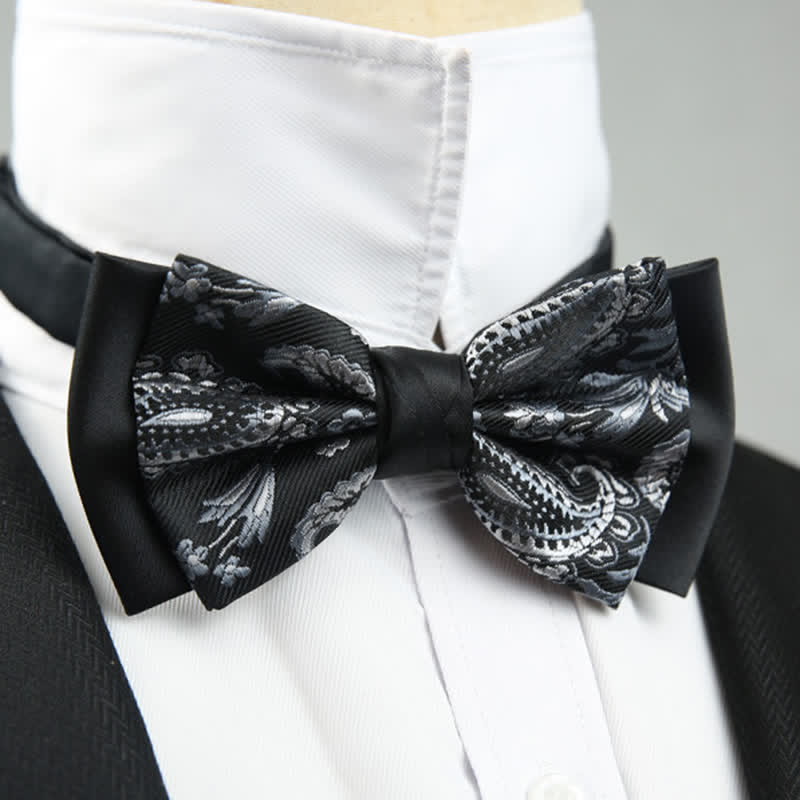 Papillon da sposo a doppio strato con motivo floreale Paisley da uomo