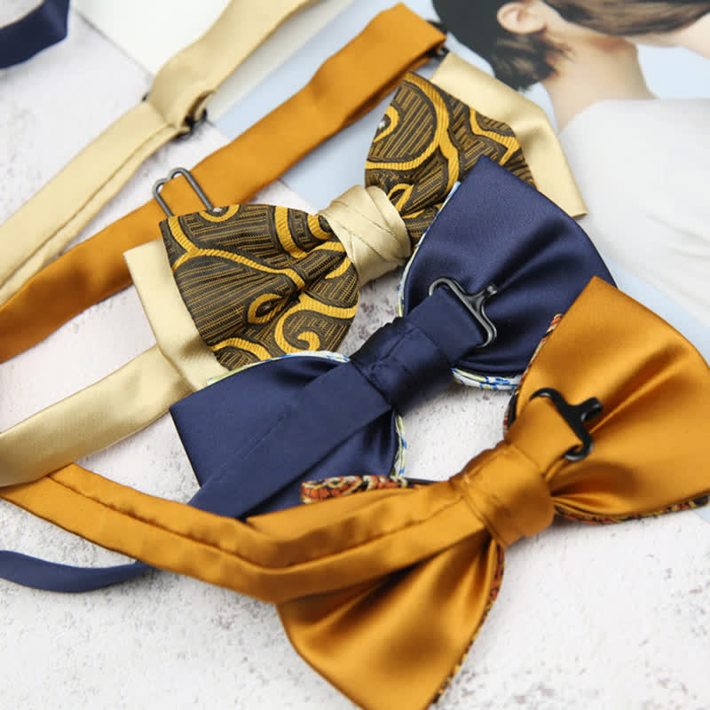 Papillon da sposo a doppio strato con motivo floreale Paisley da uomo