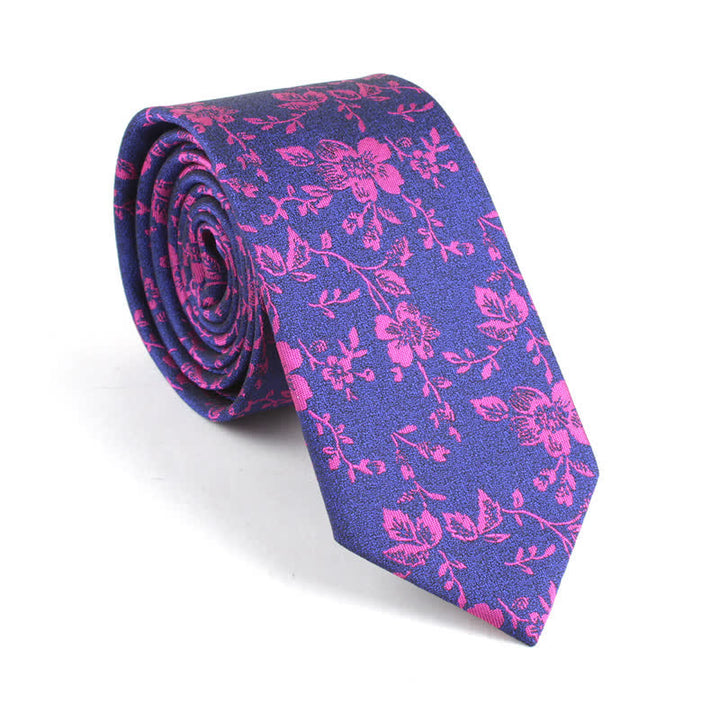 Cravatta da uomo sottile con motivo floreale colorato e originale