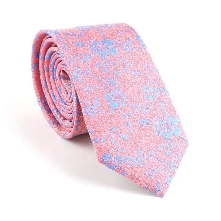 Cravatta da uomo sottile con motivo floreale colorato e originale