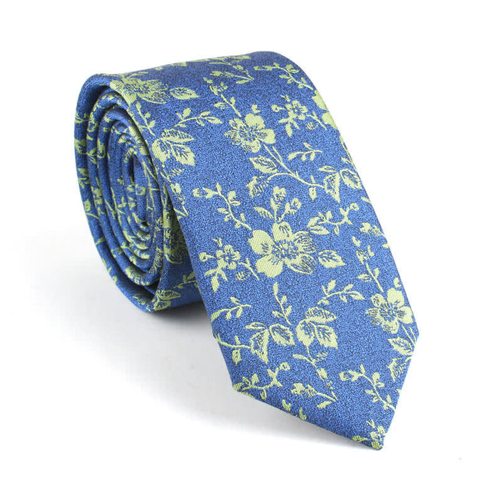 Cravatta da uomo sottile con motivo floreale colorato e originale