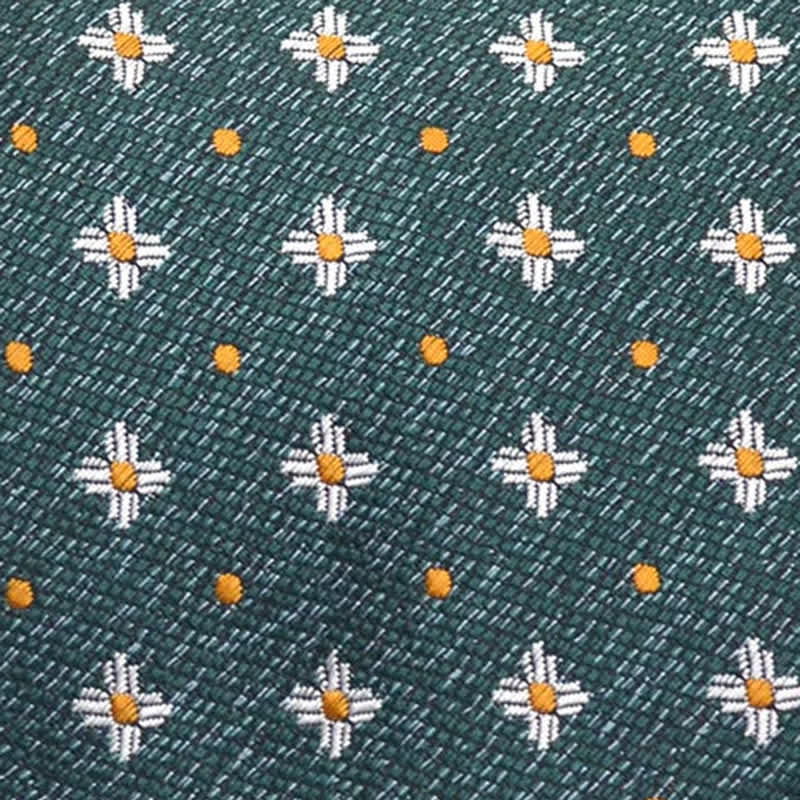 Cravatta floreale a pois con margherite verde scuro da uomo