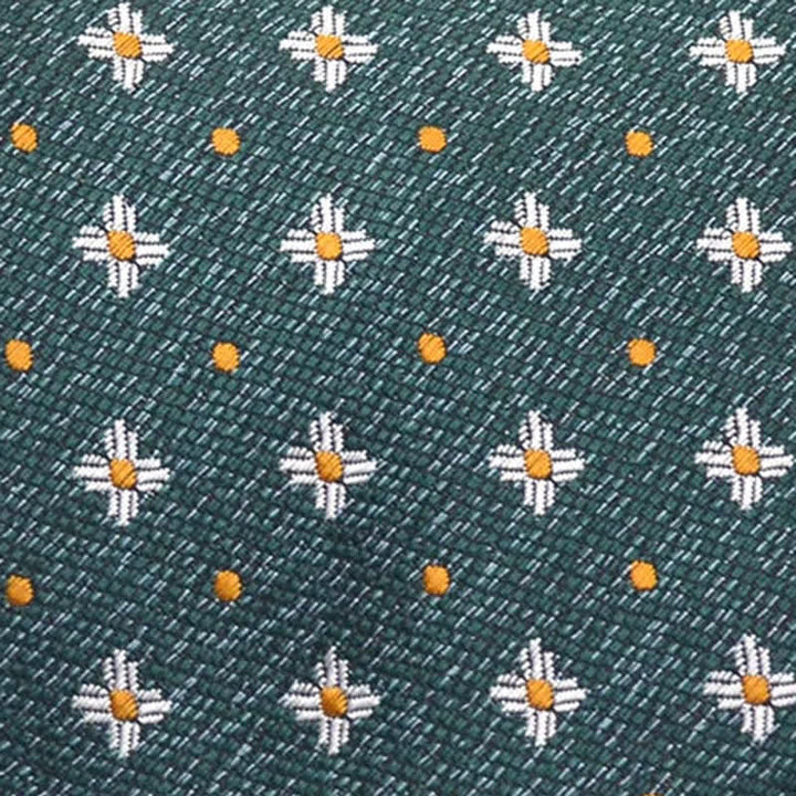 Cravatta floreale a pois con margherite verde scuro da uomo