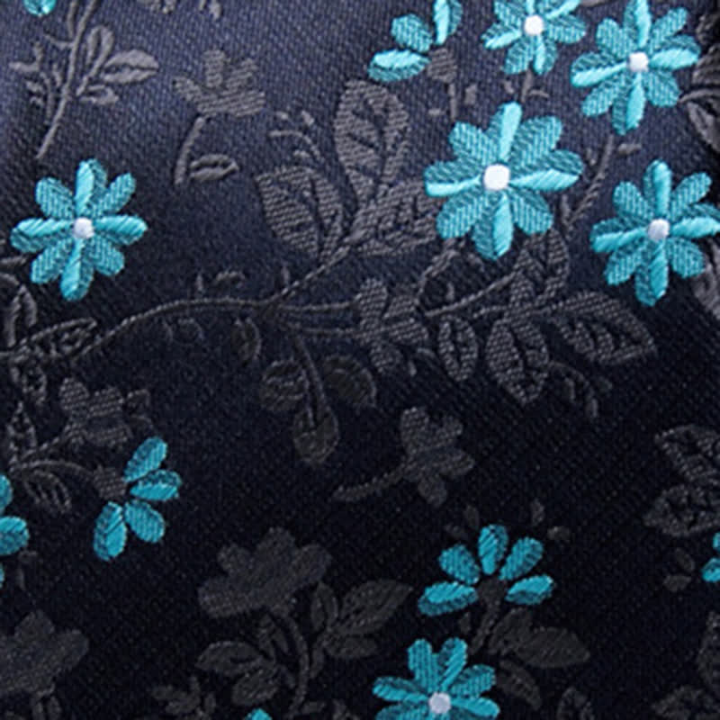 Cravatta elegante da uomo con motivo floreale blu navy